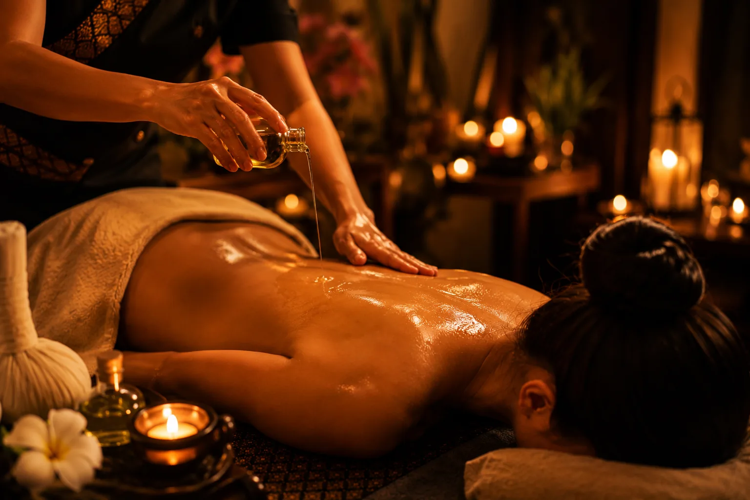 Massage du corps aux huiles chaudes